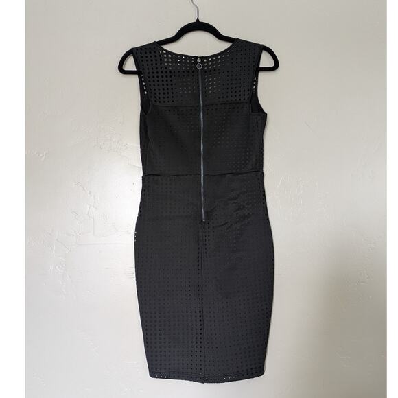 Guess Dress Women Small Black Mesh Cutout LBD Cocktail Perforated Sheath Evening - Picture 10 of 11